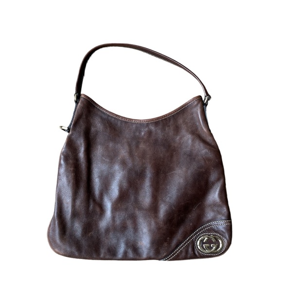 Gucci Handbags - Authentic Gucci Chocolate Brown Soft Leather Hobo Bag
